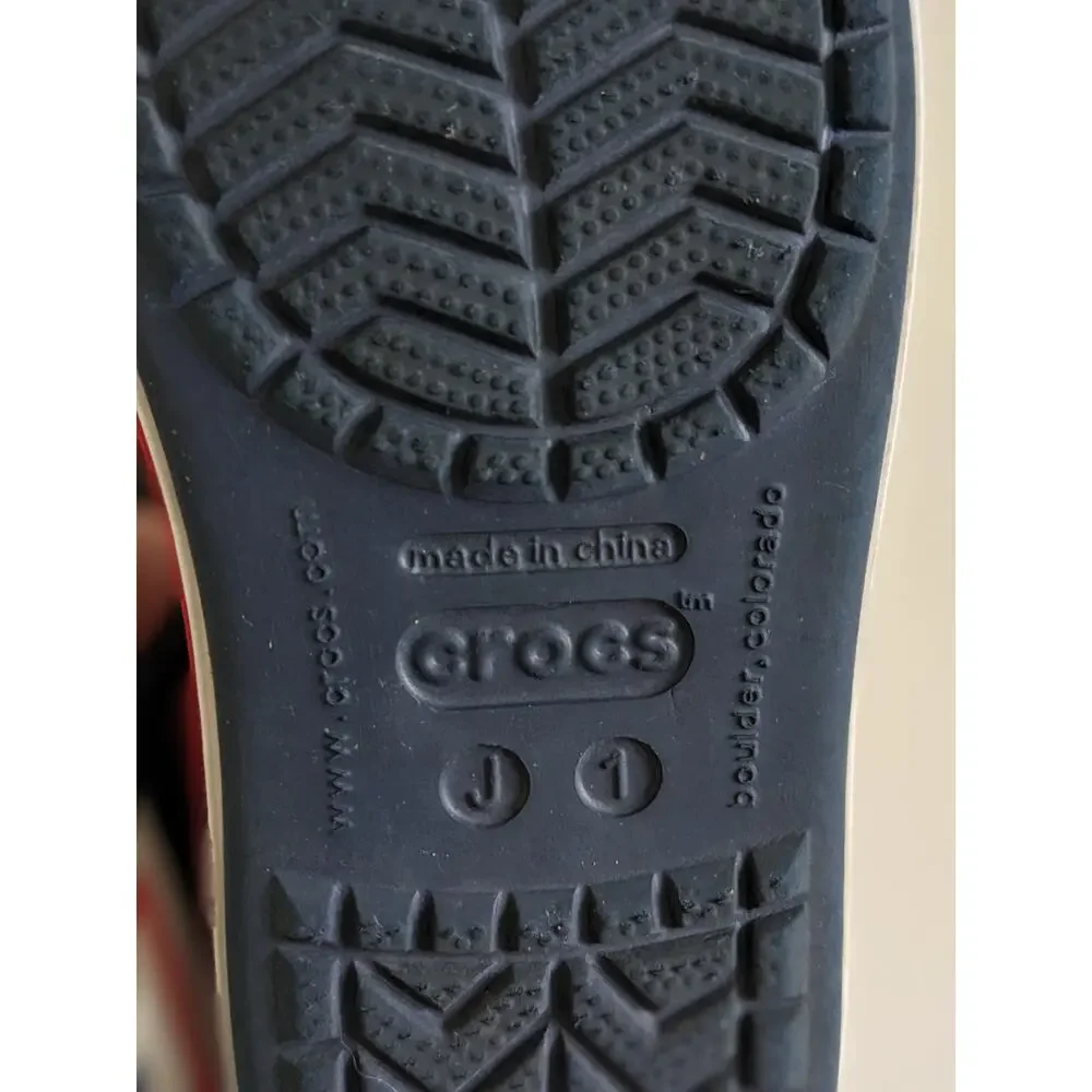Crocs Crocband Sandals Size J1 Navy Red Basketball Jibbitz Lebron James Jordans